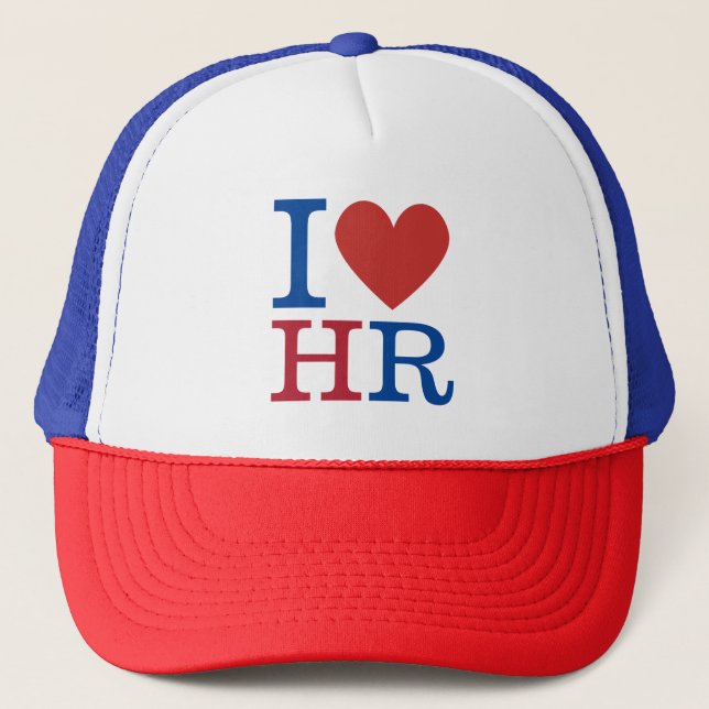 I ❤️ Love HR (HR Dept.) CUSTOMIZABLE Trucker Hat (Front)
