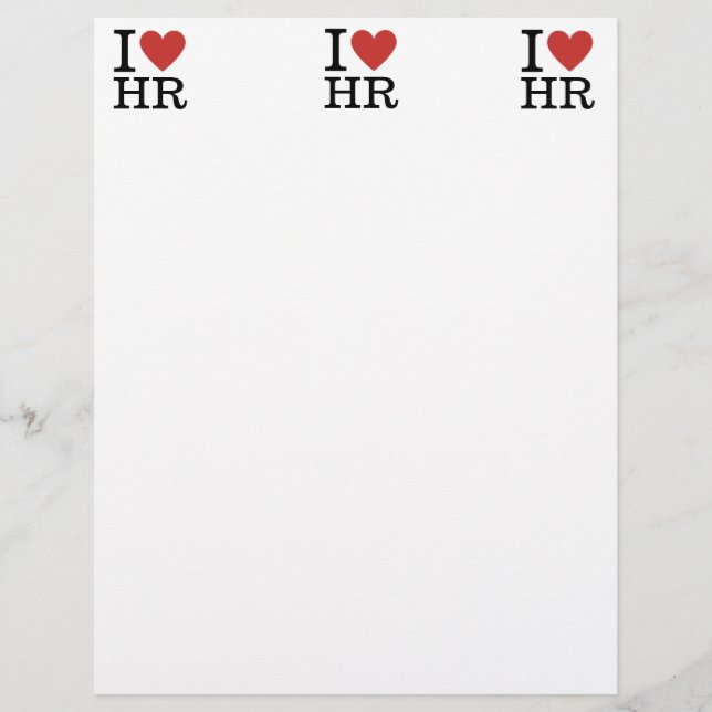 I ❤️ Love HR - Human Resources Depatment Custom Letterhead (Front)