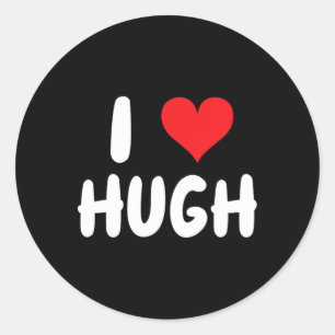 I Love Hugh - Heart - Name  Classic Round Sticker