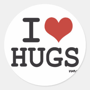 I love hugs classic round sticker