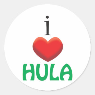 I LOVE HULA CLASSIC ROUND STICKER