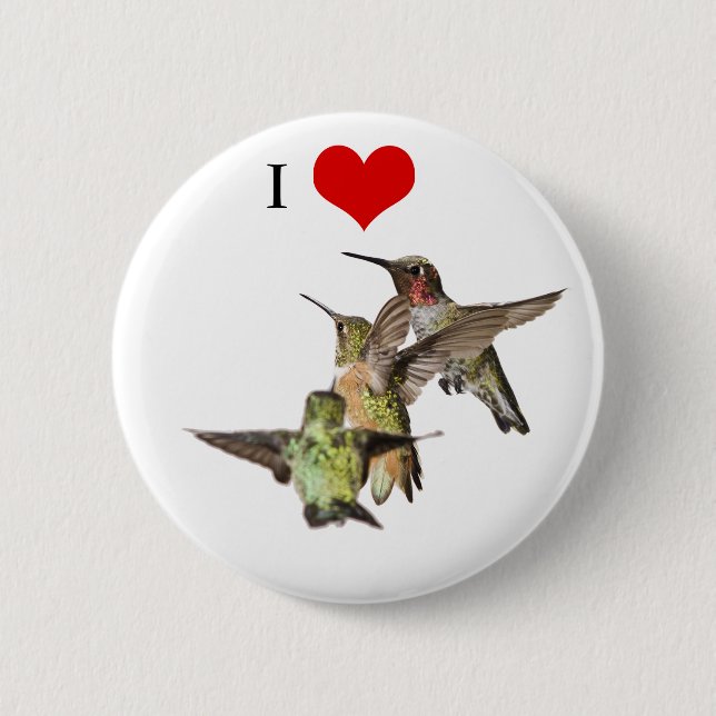 I Love Hummingbirds button (Front)