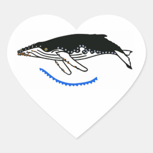 I love Humpback WHALES - Marine - Ocean blue Heart Sticker