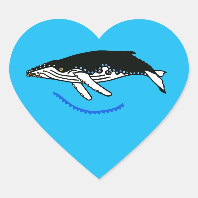  I love Humpback WHALES - Nature - Under the sea Heart Sticker (Front)