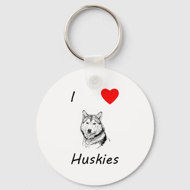 I Love Huskies Key Ring (Front)
