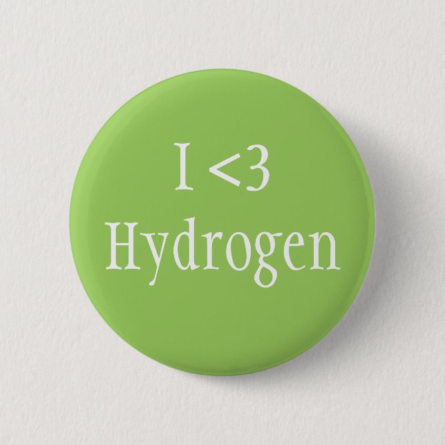 I Love Hydrogen 6 Cm Round Badge (Front)
