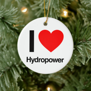 I Love Hydropower Ceramic Tree Decoration
