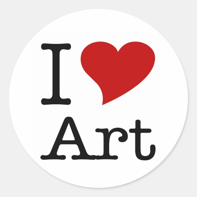 I Love (I Heart) Art Classic Round Sticker (Front)