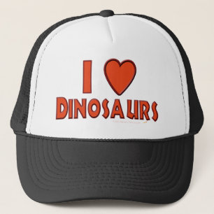 I Love (I Heart) Dinosaurs Dinosaur Lover Red Trucker Hat
