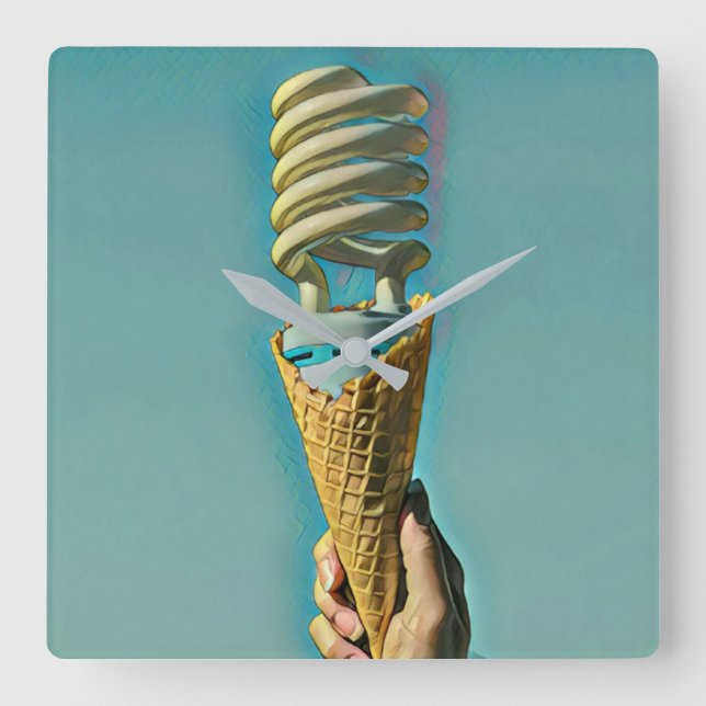 I love ice cream artwork square wall clock (Front)
