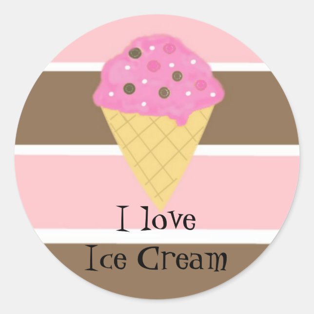 I Love Ice Cream Classic Round Sticker (Front)