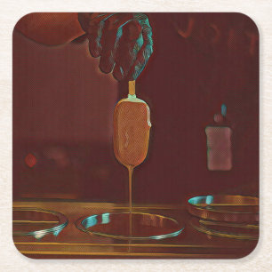 I love ice cream popsicle square paper coaster