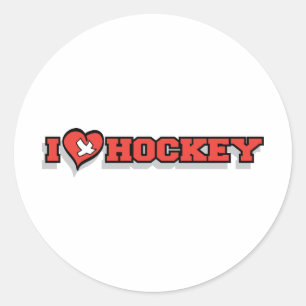 I Love Ice Hockey - Heart Classic Round Sticker