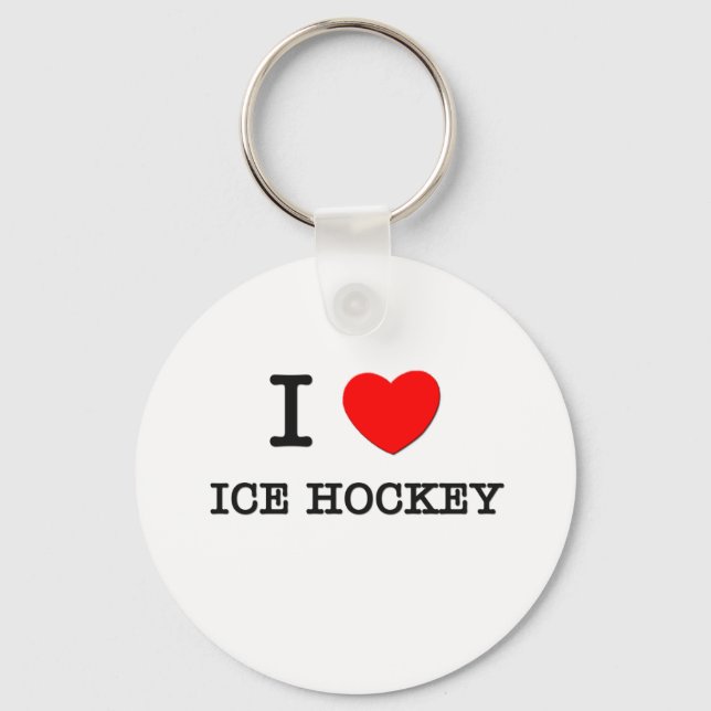 I Love Ice Hockey Key Ring (Front)
