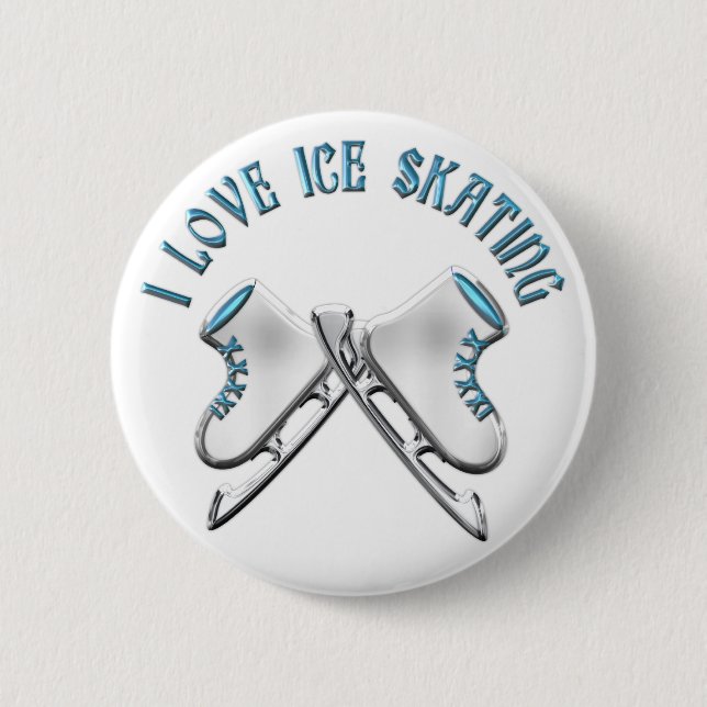 I Love Ice Skating 6 Cm Round Badge (Front)
