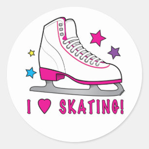 I Love Ice Skating! Classic Round Sticker