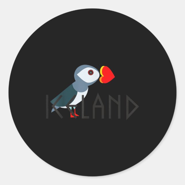 I Love Iceland Puffin Icelandic Gift  Classic Round Sticker (Front)
