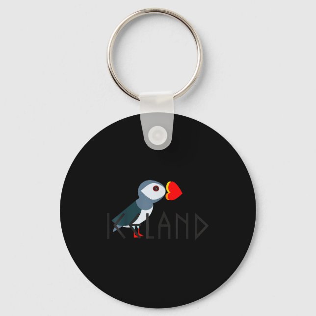 I Love Iceland Puffin Icelandic Gift  Key Ring (Front)