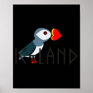 I Love Iceland Puffin Icelandic Gift  Poster
