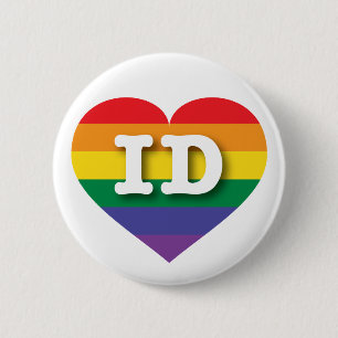 I Love Idaho Rainbow Heart 6 Cm Round Badge