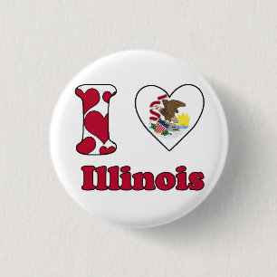 I love Illinois 3 Cm Round Badge
