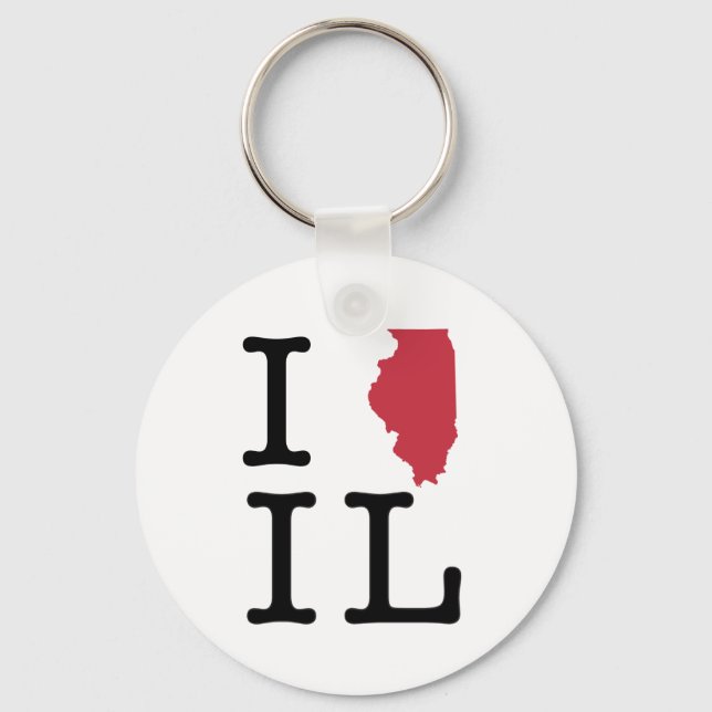 I Love Illinois Key Ring (Front)