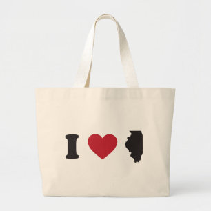 I Love Illinois Large Tote Bag