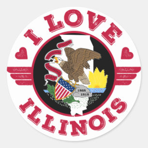 I Love Illinois State Map and Flag Classic Round Sticker
