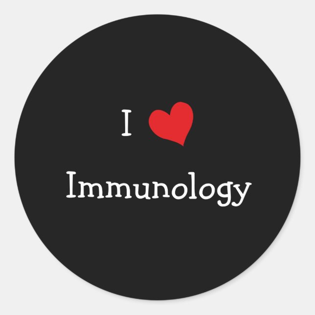 I Love Immunology Classic Round Sticker (Front)