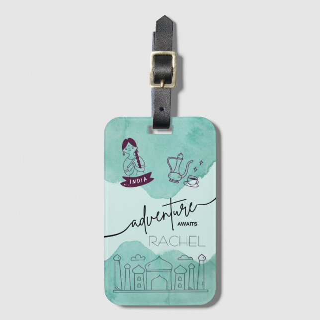 I love India Adventures Travel Icons Luggage Tag (Front Vertical)