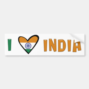 I Love India Bumper Sticker