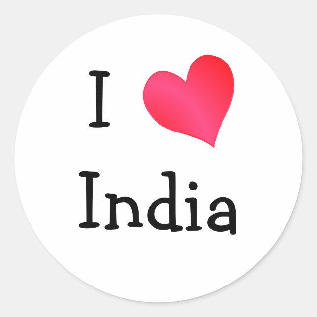 I Love India Classic Round Sticker (Front)