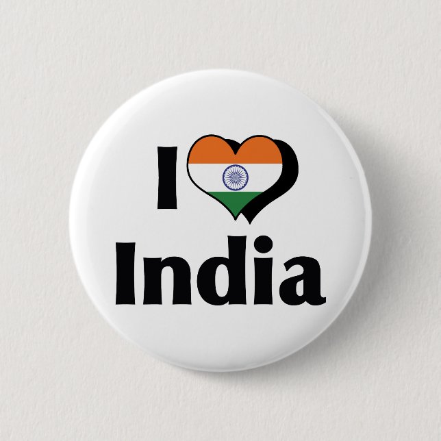 I Love India Flag 6 Cm Round Badge (Front)