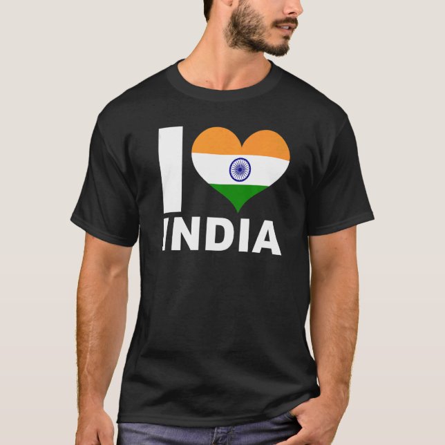 I Love India Heart Flag India T-Shirt (Front)