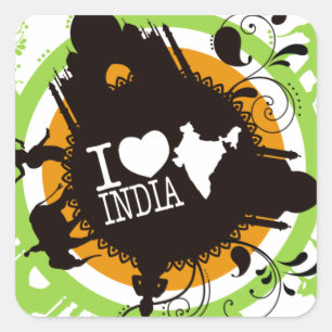 I love india square sticker