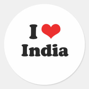 I Love India Tshirt Classic Round Sticker