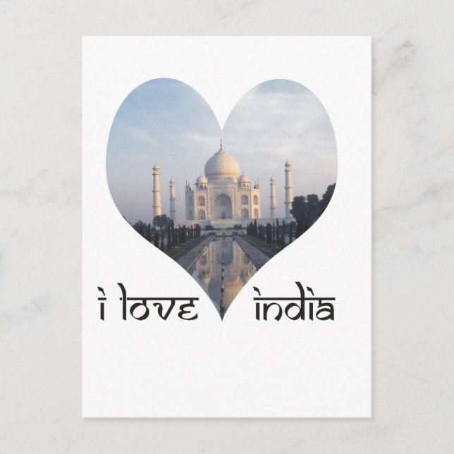 I Love India with Taj Mahal Postcard (Front)