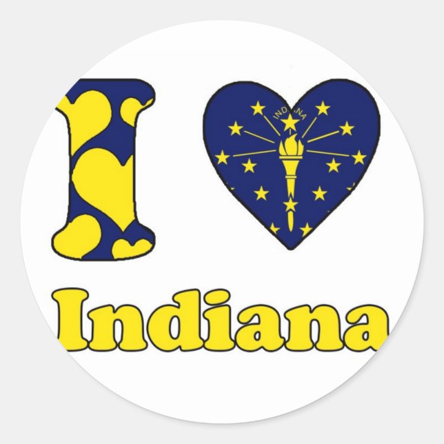 I love Indiana Classic Round Sticker (Front)