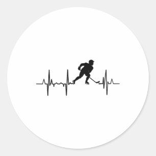 I Love Inline Hockey Cardiogram Classic Round Sticker