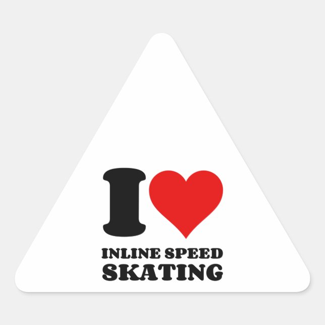 I LOVE INLINE SPEED SKATING I HEART TRIANGLE STICKER (Front)