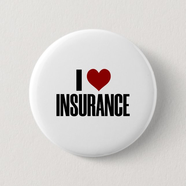 I Love Insurance Audit Work Insurer Heart 6 Cm Round Badge (Front)