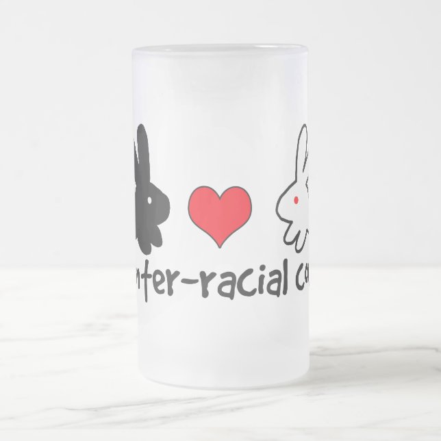 I Love Inter-racial Couples Frosted Glass Beer Mug (Center)