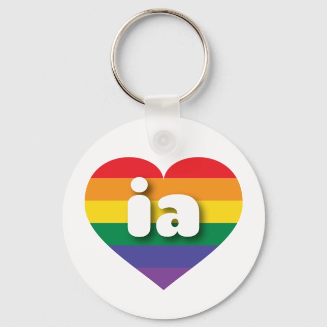 I Love Iowa Rainbow Heart Key Ring (Front)
