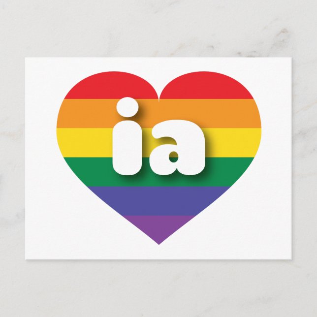 I Love Iowa Rainbow Heart Postcard (Front)