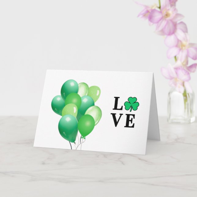 I LOVE Ireland Green Balloon Modern Elegant Card (Orchid)