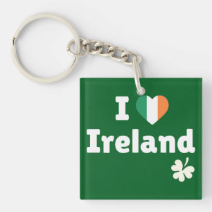 I Love Ireland - Irish Flag Heart & Shamrock Key Ring
