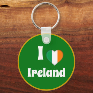 I love Ireland & Irish Heart - travel / sports Key Ring