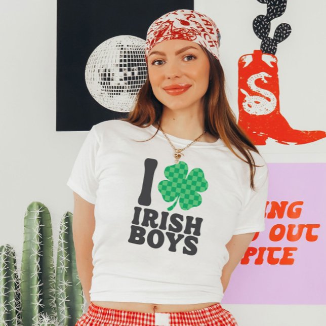 I Love Irish Boys Funny Shamrock St Patricks Day T-Shirt (Creator Uploaded)