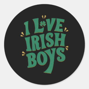 I Love Irish Boys I Heart Irish Boys Funny St. Pat Classic Round Sticker
