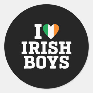 I Love Irish Boys Ireland Flag Heart St Patricks D Classic Round Sticker